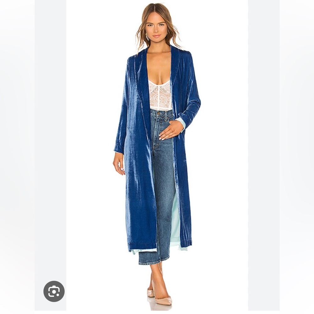 For Love of Lemons Nadine Velvet Coat in Blue
